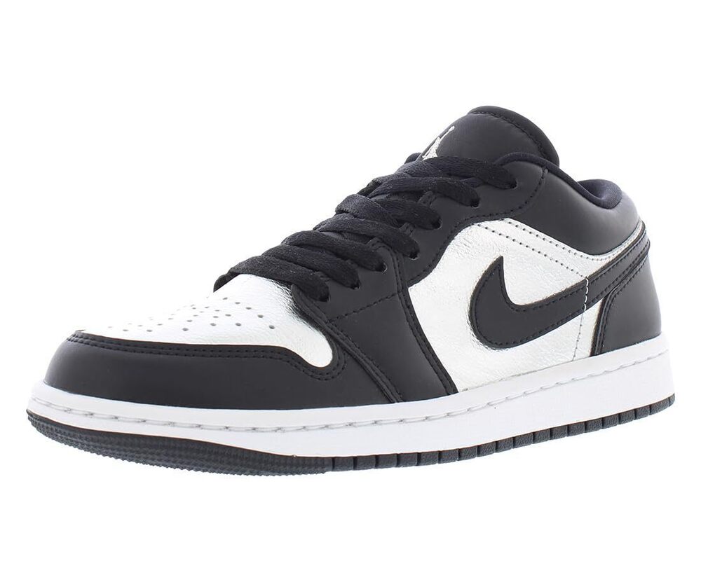 Jordan Womens WMNS Air 1 Low SE 01 Sneakers,Black/Metallic Silver/White 6